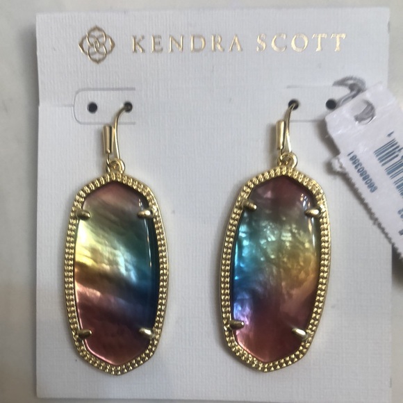 Kendra Scott 14k Gold Plated Elle Drop Earrings Yellow Watercolor Illusion NWT - Picture 6 of 13